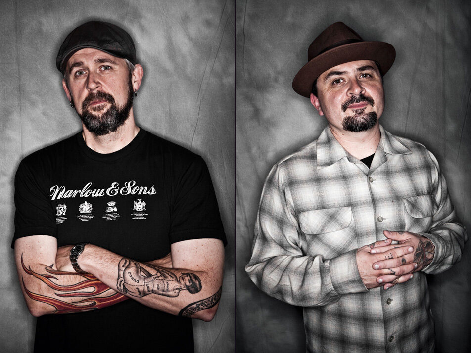 (left) Chef John Gorham, Toro Bravo; (right) Tattooist Rich Cuellar, Infinity Tattoo
