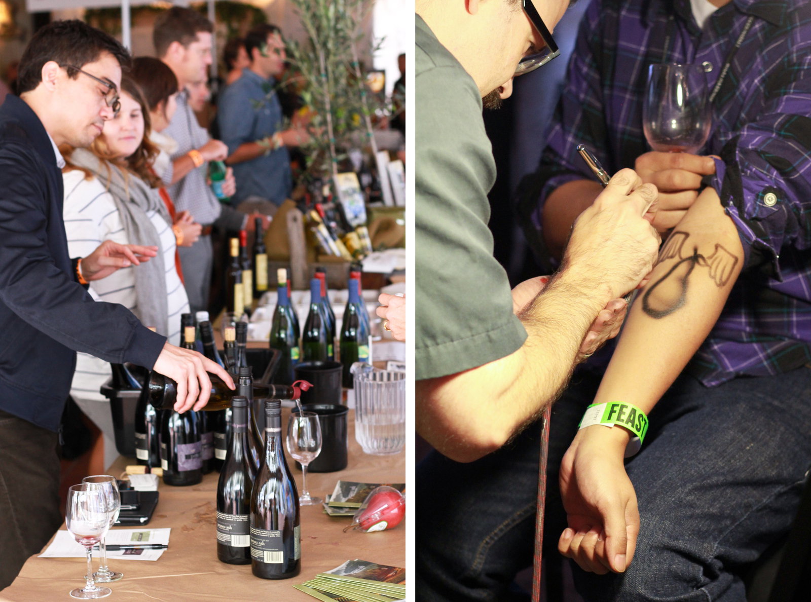 After a few glasses of wine, attendees were welcomed into the USA Pears Portlania-fied "tattoo pearlor" for custom airbrushed tattoos.